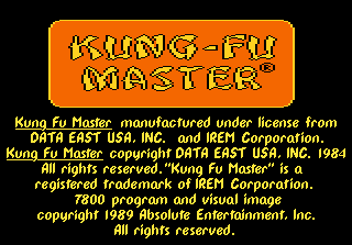 Kung-Fu Master title screen for Atari 7800